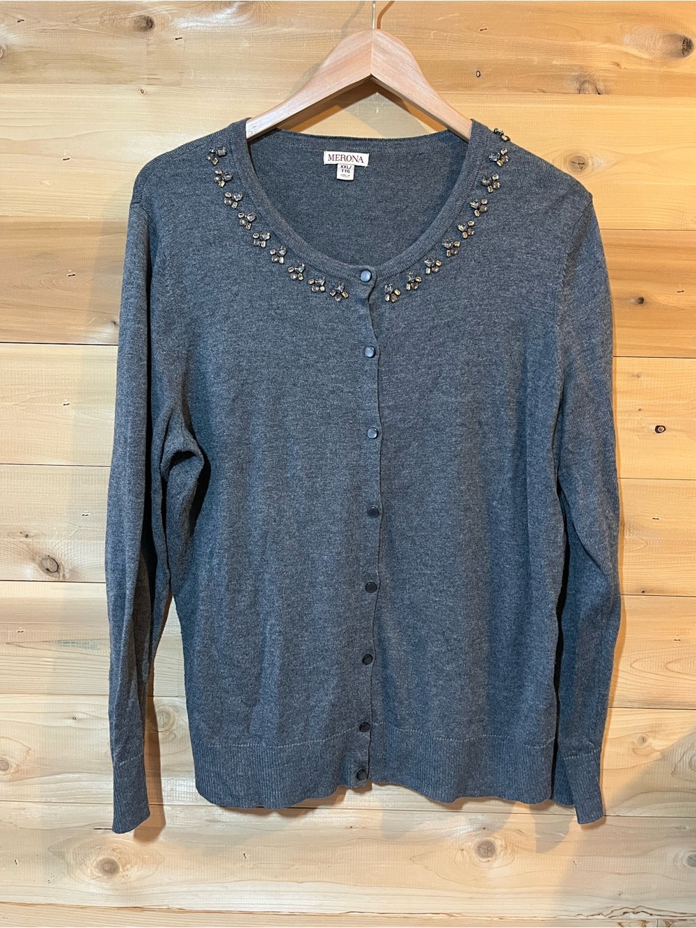 Merona grey embellished button down cardigan